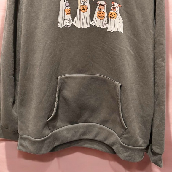 NEWS Gray Hoodie with Halloween Dog Print - Picture 5 of 6